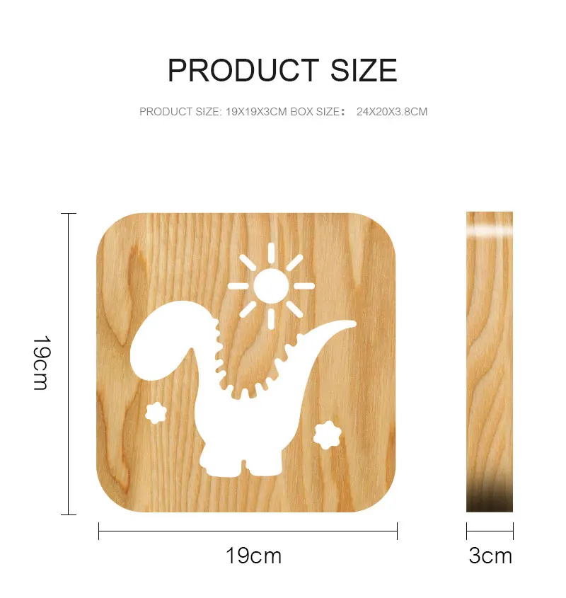 Cute Cartoon Dinosaur Wooden Night Lights Hollow Out Design Warm White Lighting USB Table Desk Lamp For Baby Kids Gift (3)