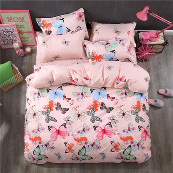 

Hot Sale Fashion Luxury 3D Butterflies Cartoon Printing Double Pattern Bedding sets include Duvet cover Flat sheet Pillowcase