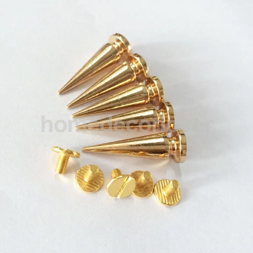 10pcs Copper Cone Screw Stud Leather Craft Spike Rivets Shoe Clothing Decoration