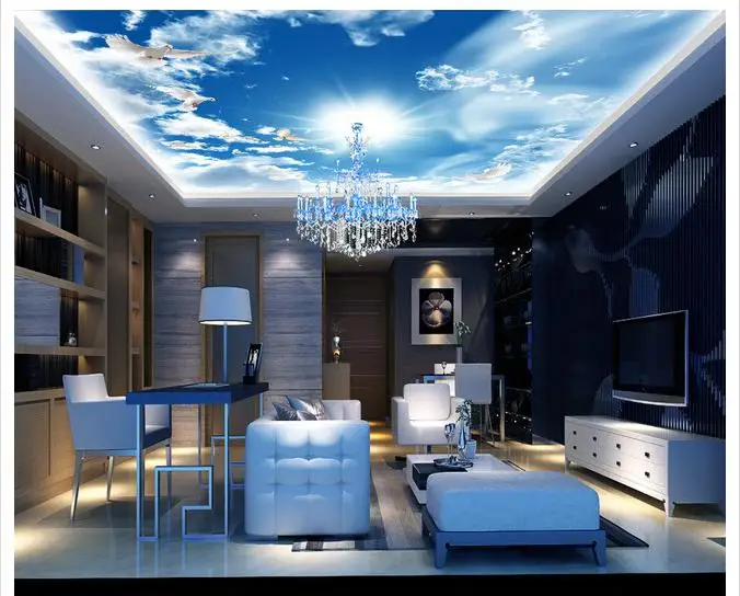 

Free shopping 2015 New Non-woven Blue sky bar KTV sitting room the bedroom ceiling ceiling murals wallpaper