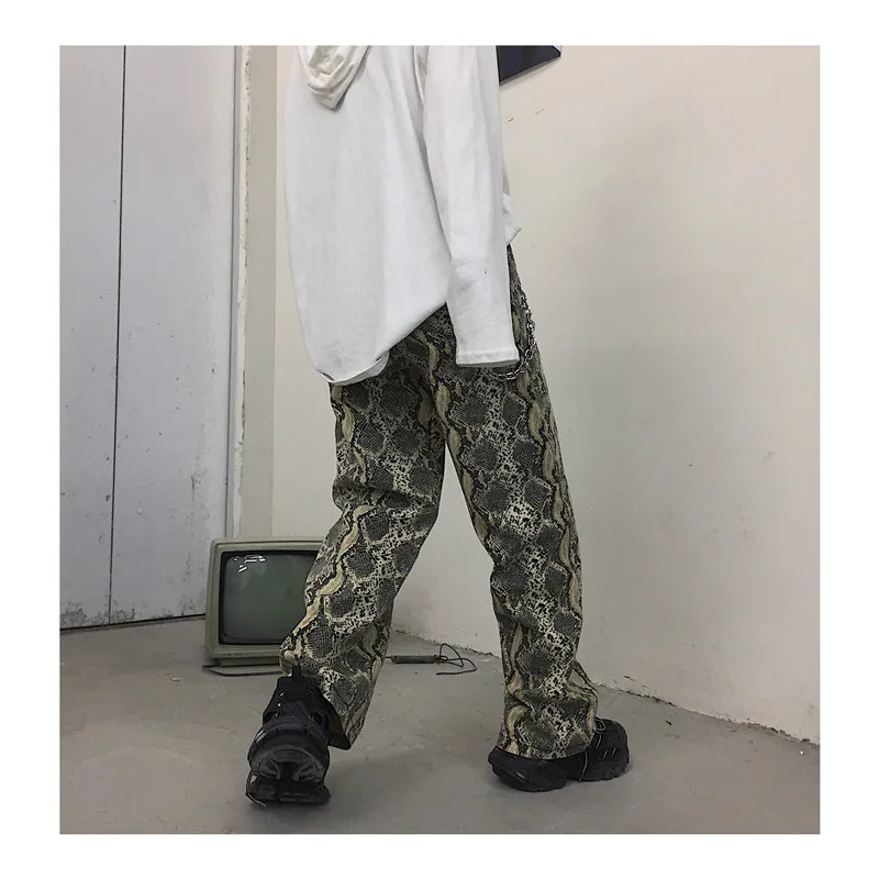 Neploe, Осенние винтажные женские штаны, эластичная талия, Harajuku, змеиный принт, женские, мужские, уличные, BF стиль, длинные штаны, 38977