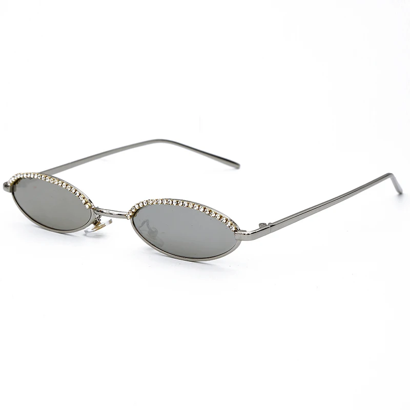 Ретро Круглые Солнцезащитные очки женские винтажный бриллиантовый маленький овальный стимпанк Солнцезащитные очки мужские солнцезащитные очки со стразами Oculos UV400