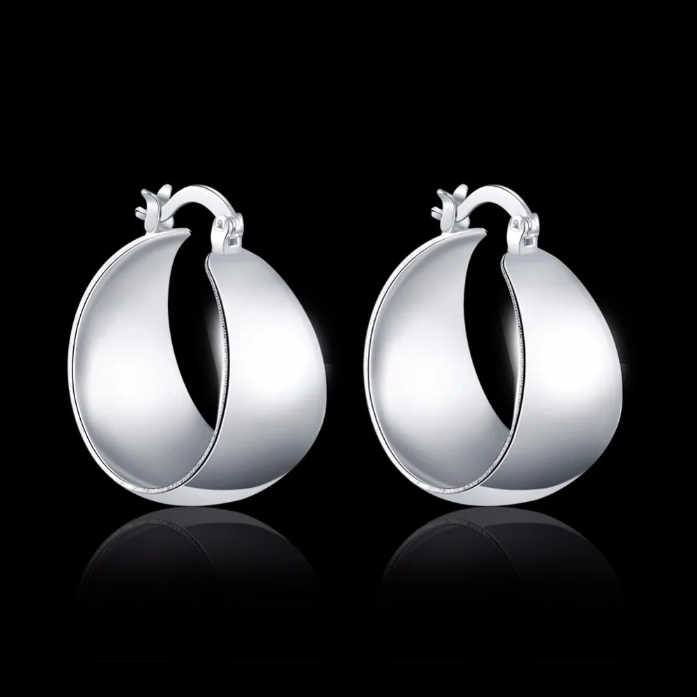 CHUKUI Silver Thcik Hoop Earrings Wide Circle Statement Hoop Earings Plata De Dey For Woman Party Alloy Loop  (4)