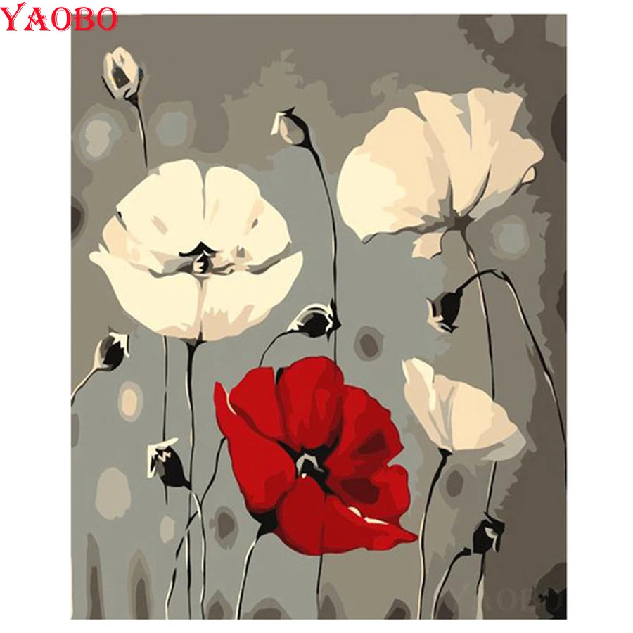 

Flowers Poppies Art 5d diy diamond painting full square round diamond mosaic paintings home decorative pictures of rhinestones