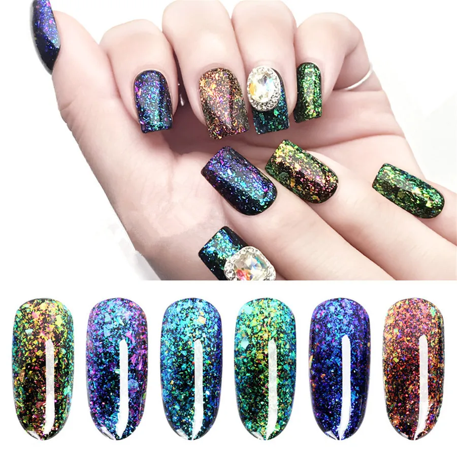 

Irregular Gold/Silver Mirror Nail Glitter Powder Paillettes Nail Flakes Nail Art Sequins Magic Aluminum Nail Gel Polish Pigment
