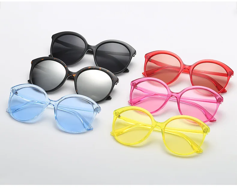 Женские крупные солнцезащитные очки 2019 Винтаж Роскошные Прозрачный океан объектив розовый большой рамки леди okulary очки дамы круглый