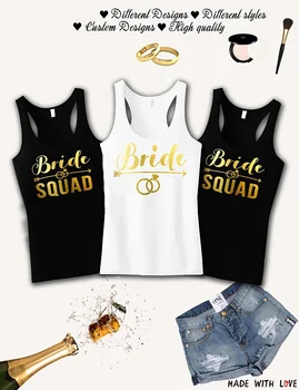 

Personalized GOLD wedding Bride Squad bridesmaind t shirts Bachelorette tanks tops gifts bridal vests party favors singlets tees