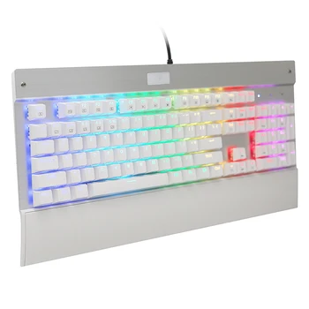 

Gaming Keyboard 104 keys Clicky Backlit Chroma Dimmable RGB LED Keyboard Anti-Ghosting with Blue Switches (silver white)