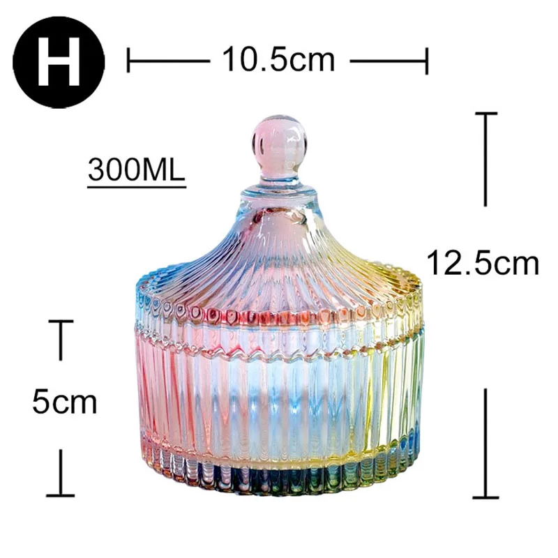 Europe style colorful Glass bottles dust-proof lid storage dessert candy jars tea caddy vase Sugar Pot wedding home Decoration - Цвет: H