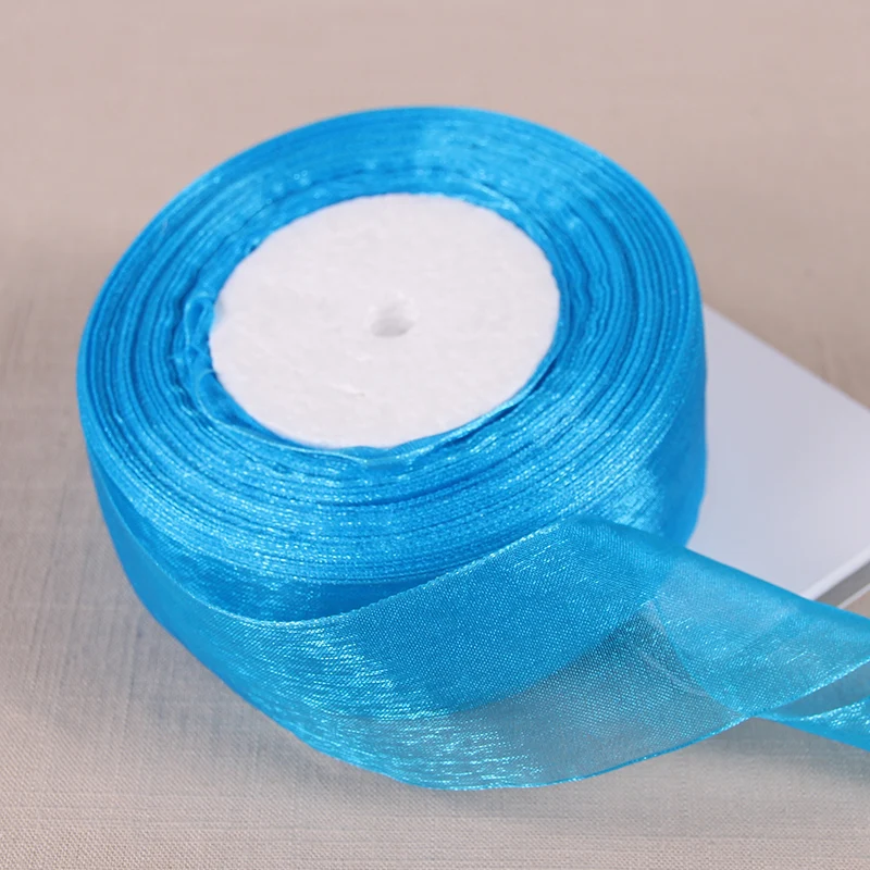 

12/15/20/25/40/50mm Peacock Blue Transparent Organza Ribbons DIY Crafts Fabric Christmas Wedding Birthday Party Decoration Ruban