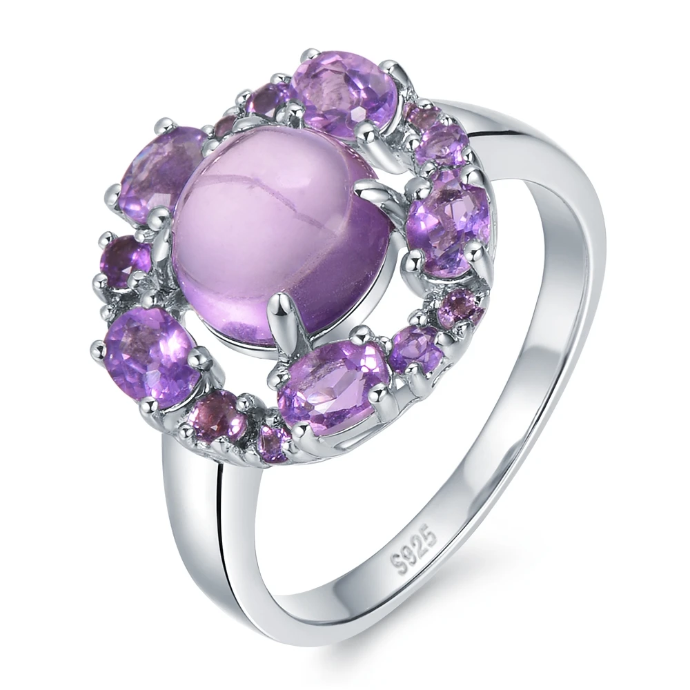 Purple Wonder Luxury 4ct Genuine Natural Amethyst Sterling Silver Lotus Ring
