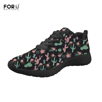 

FORUDESIGNS Sneakers Women Cactus Flower Floral Pattern Breathable Mesh Flats Spring Shoes Casual Ladies Girls Air Mesh Footwear