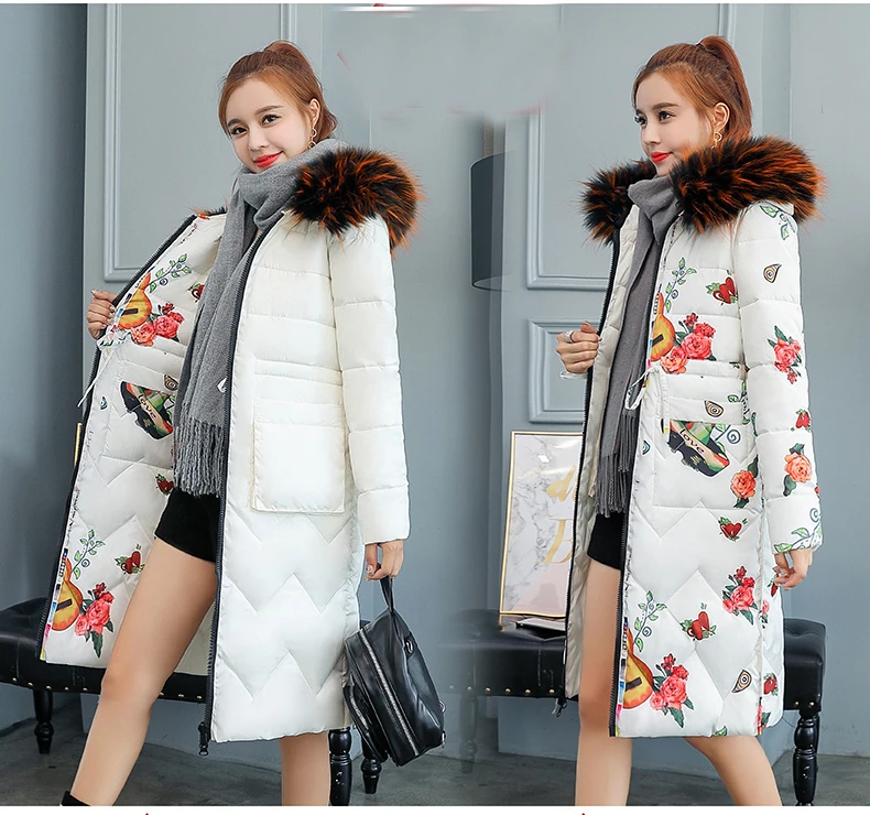 Women long parkas coat-25degrees both side wear Thicken warm big fur collar jacket coats Casual female winter outwear parkas