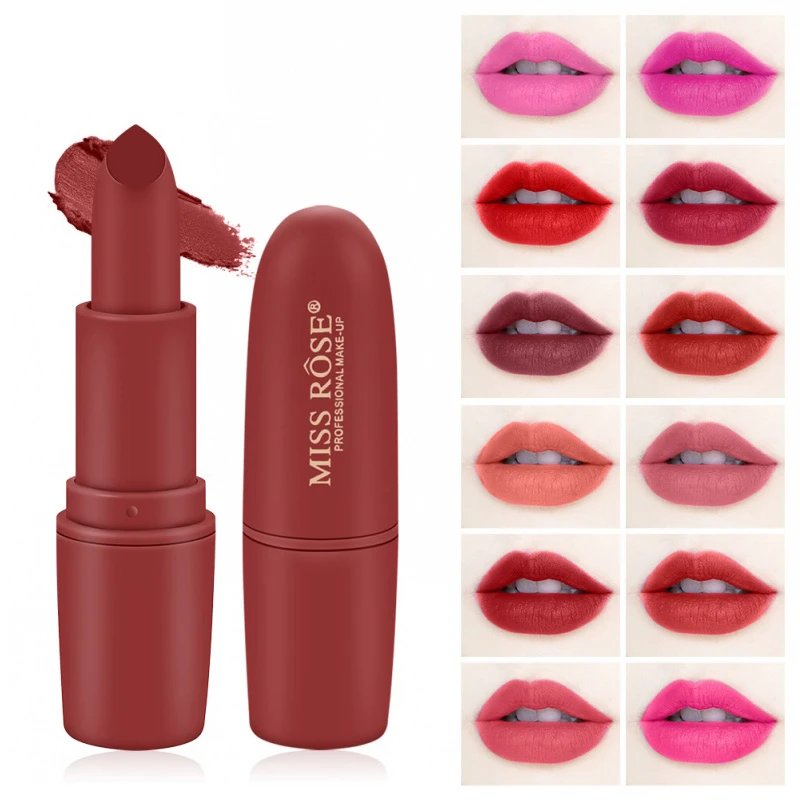 

Lipstick Matte Waterproof Long Lasting Velvet Matt Lip Stick Makeup Sexy Nude Red Brown Pigments Lipsticks Beauty Cosmetic