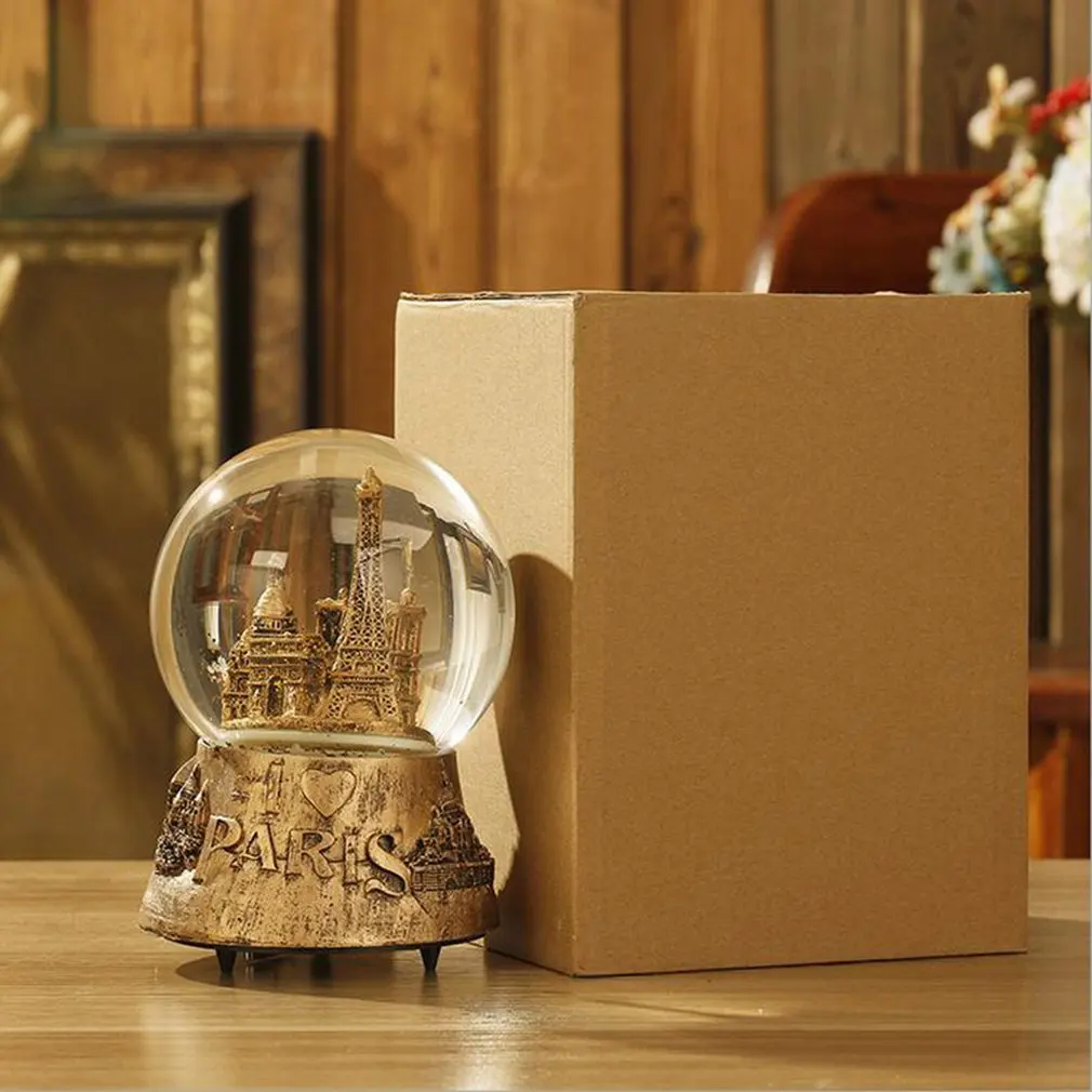 

Retro Gold and Silver Castle Crystal Clockwork Music Box Movement Romantic Christmas Present Home Ornament
