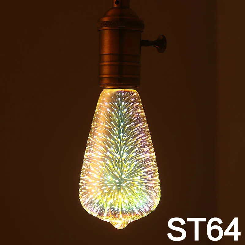 Светодиодный E2, 7 цветов, яркие лампочки Эдисона, 3D ночной Светильник, 7 цветов, увлажнитель воздуха, ароматический масляный диффузор, лампада для новизны, праздничный светильник s - Испускаемый цвет: ST64 E27