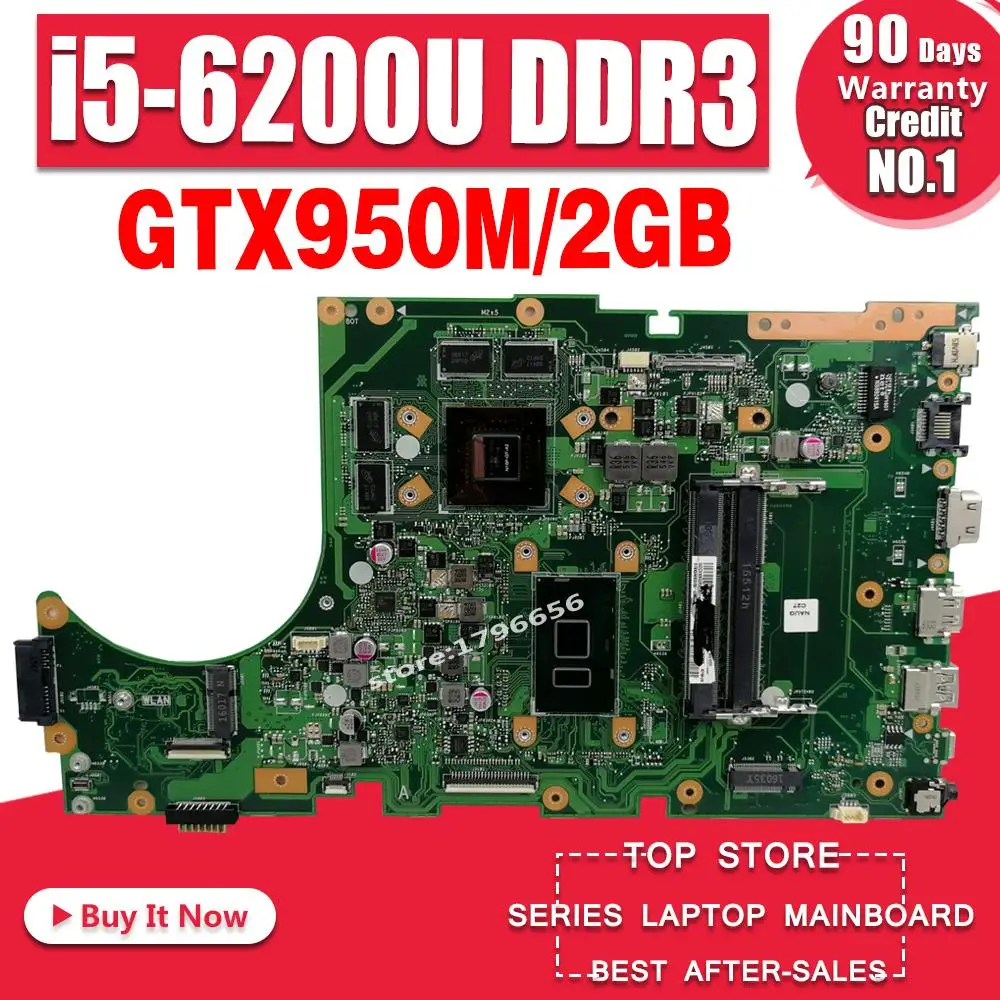 X756UX материнская плата для ноутбука For Asus X756U X756UWK X756UJ X756UB X756UV i5 6200U GTX950M/2 ГБ памяти