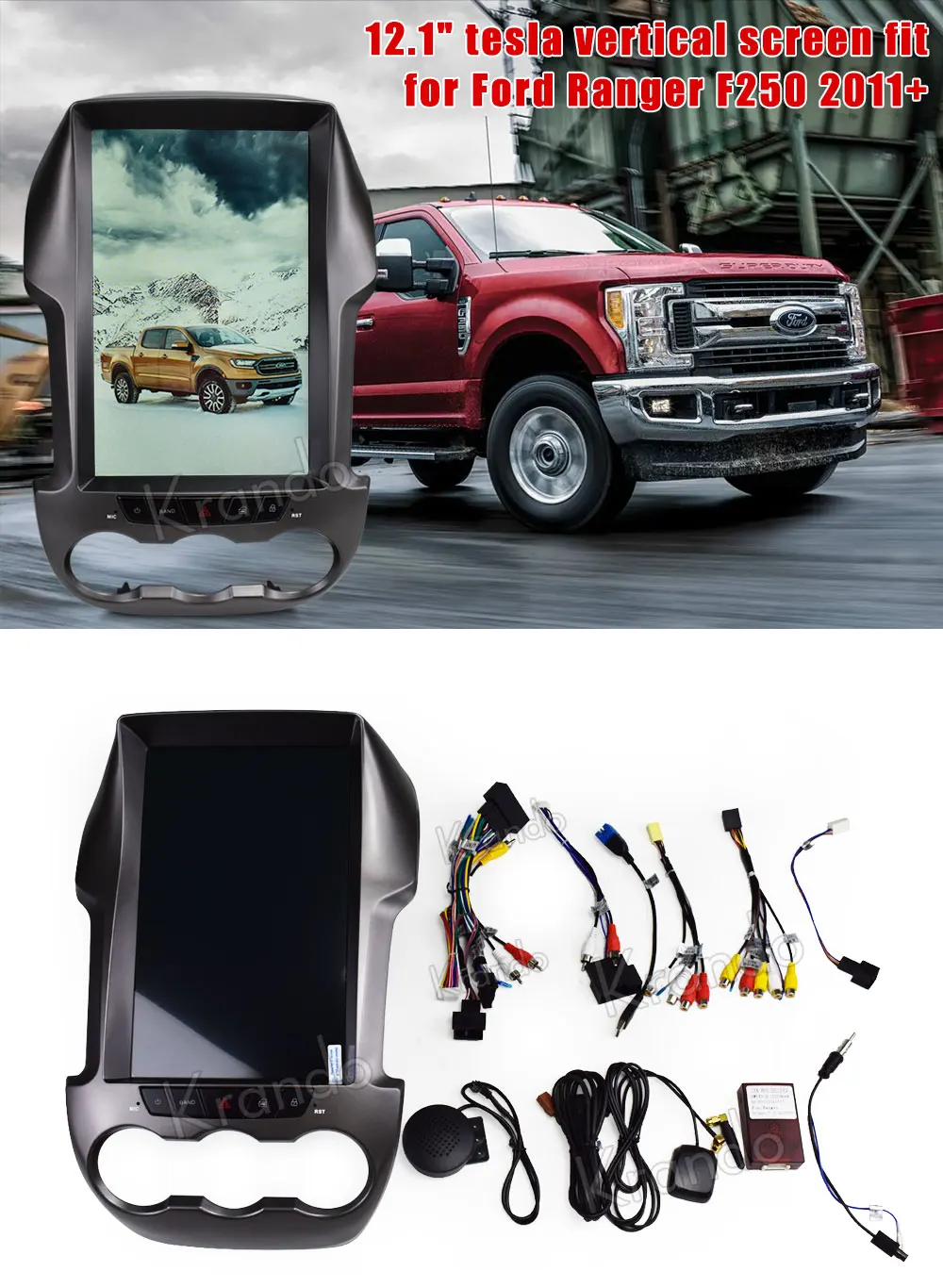Krando Android 8,1 12," Tesla styal вертикальный экран мультимедийная система для Ford Ranger F250 2011+ навигационный плеер BT KD-FR215