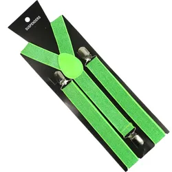 HUOBAO Fashion 2.5cm Wide  Solid Color Flicker Clip-on Braces Elastic Y-back  Suspenders For Men Womens 3 Clip Suspenders