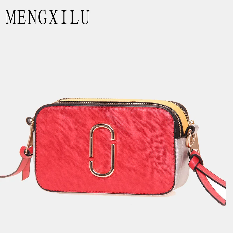 

MENGXILU Crossbody Bags For Women Luxury Handbags Women Bags Designer Wide Strap Patchwork Messenger Bag Ladies Hit Color Sac