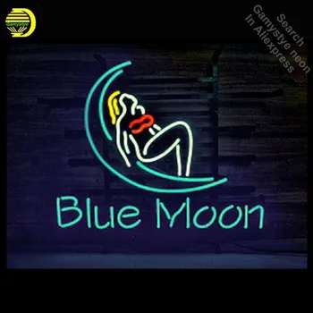 

Blue Moon Bar girl Neon Sign neon Light Sign galss tubes Commercial Recreation Warehouse Rooms Light Iconic Neon signs for sale