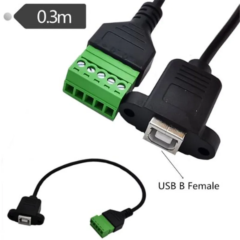 

Solderless USB Connector USB BF B Female Green Solderless Terminal Cable 0.3m Print Master Screw