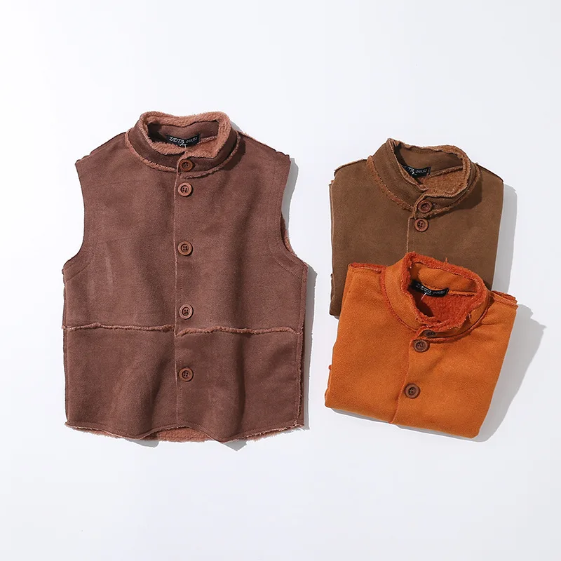 New children's stand collar warm vest. Boys Single breasted jacket