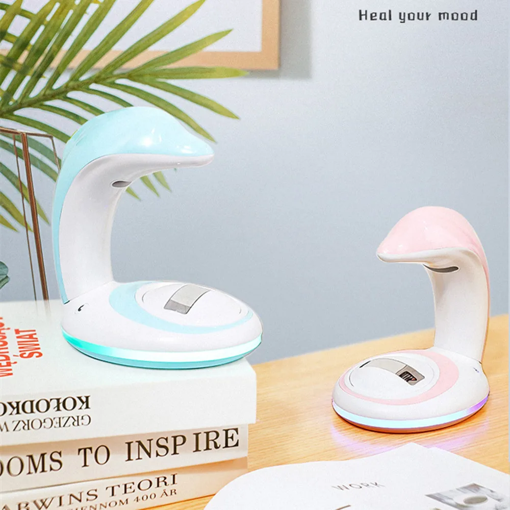 SuperNight Dolphin Rainbow Projection Lamp Romantic USB Rechargeable Colorful LED Ambient Night Light Bedroom Bedside Table Lamp (20)