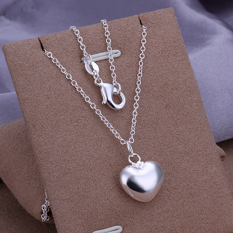 High Quality Silver Necklace 925 Sterling Silver Heart-Shape Small Pendant Necklaces for Women Valentine's Day Gift - Image 2