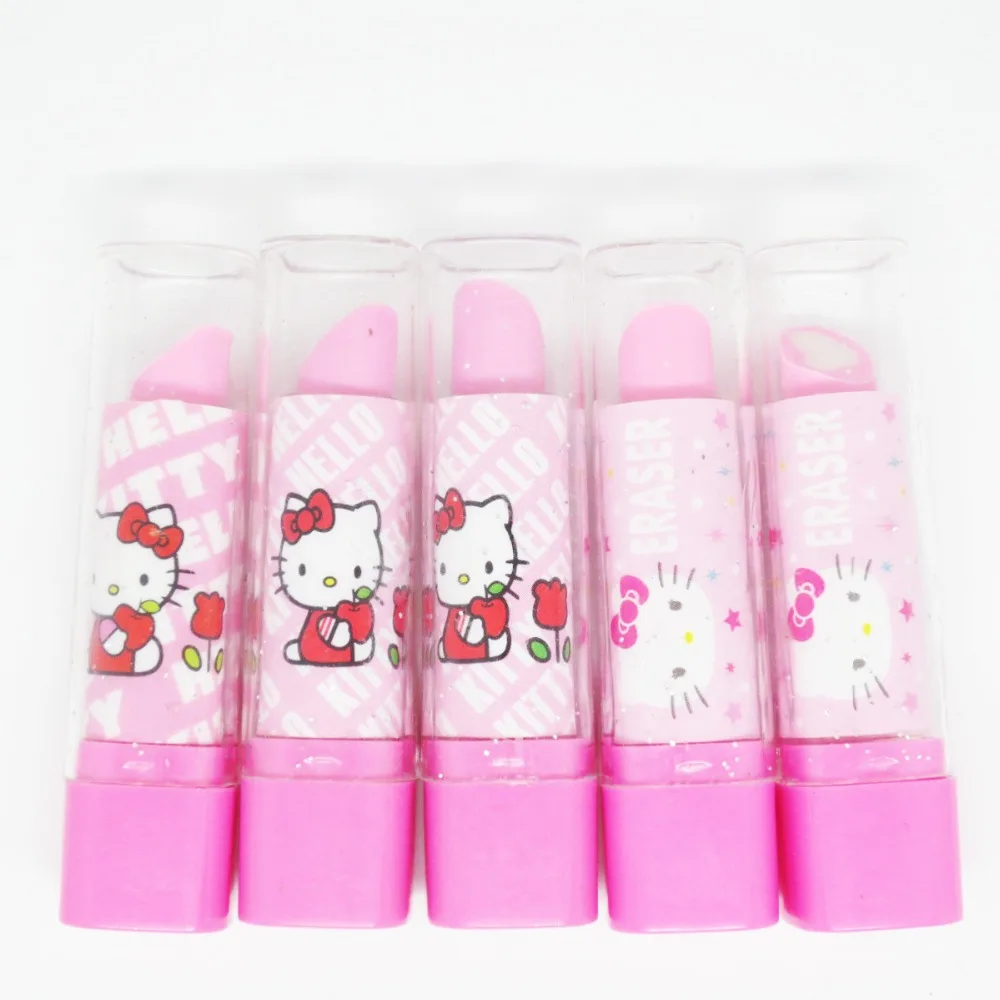 

Creative lipstick Cartoon Hello KT pencil Eraser Children Correction stationery school reward gift Promotional Eraser