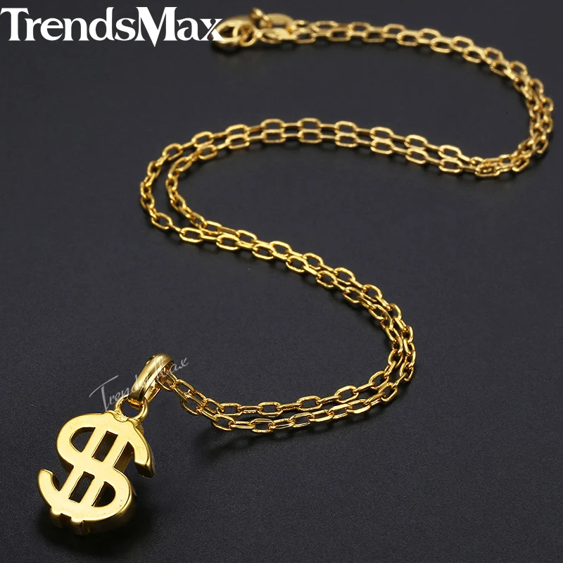 Trendsmax женская подвеска ожерелья США символ доллара Золотой кулон для женщин