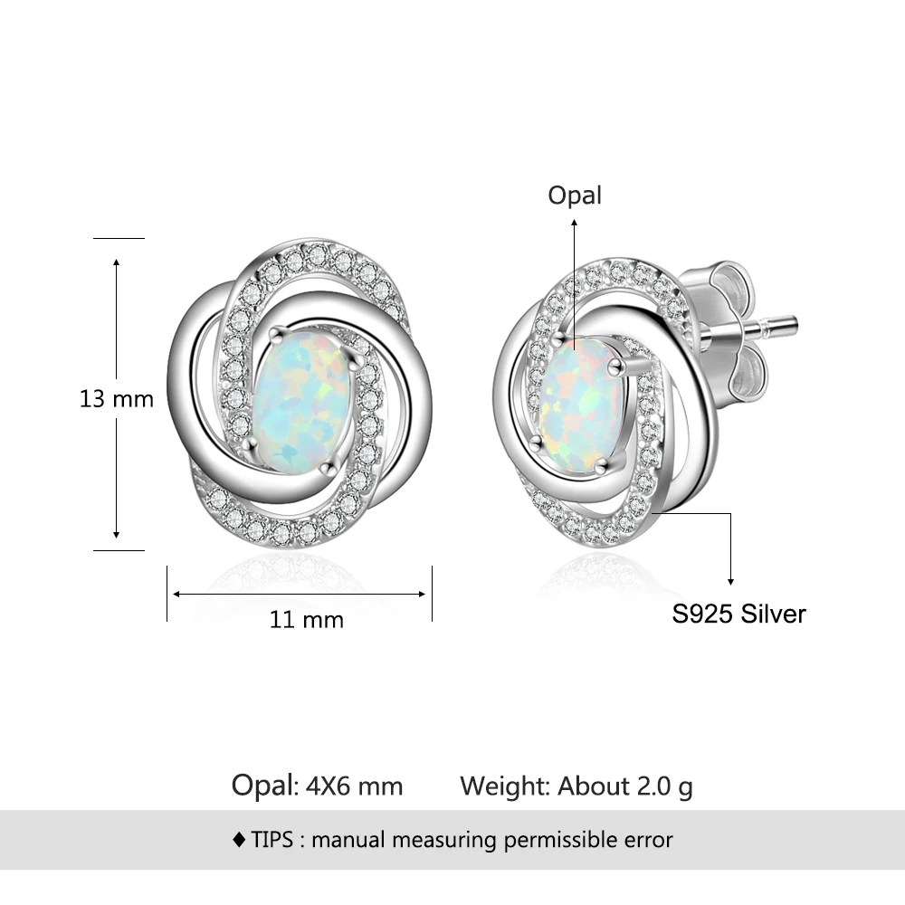 925 пробы, серебряные серьги с опалом, с кубическим цирконием, серьги-гвоздики для женщин, серебро 925, ювелирное изделие, подарок(Lam Hub Fong