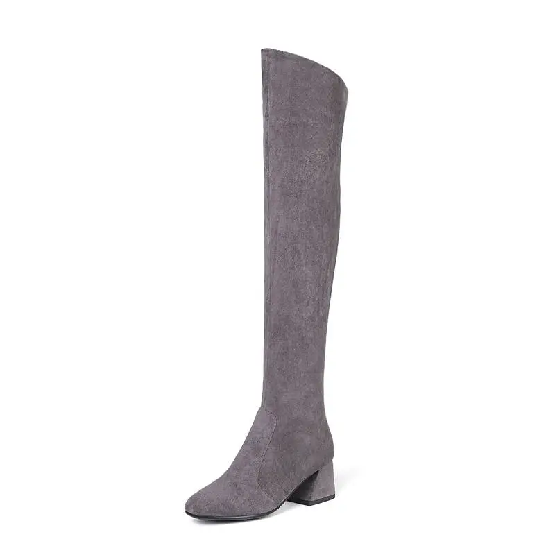 MORAZORA Size 34-43 HOT Hot sale women boots autumn winter over the knee boots round toe flock leather thigh high