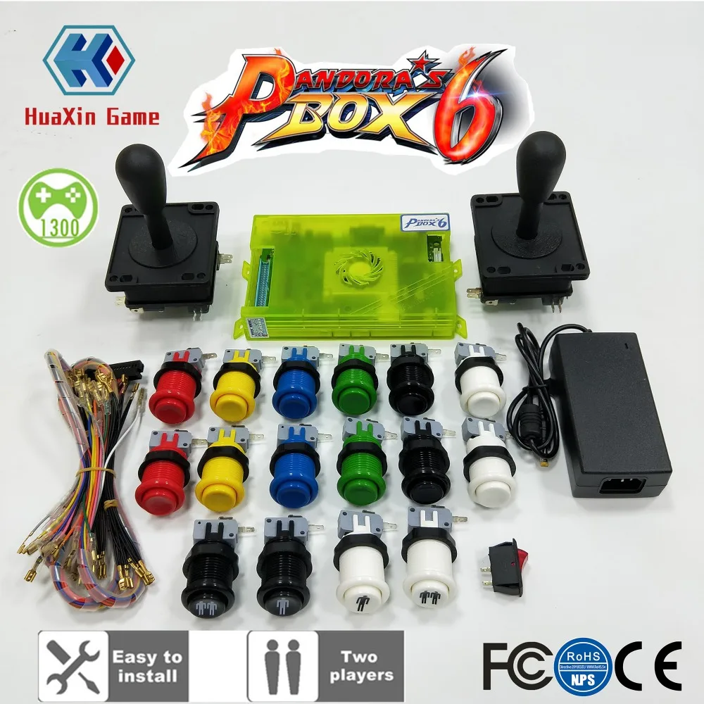 2 игрока DIY Аркады Комплект Pandora box 6 1300 в 1 Главная игровое поле и американский джойстик HAPP Стиль кнопка для игровых автоматов