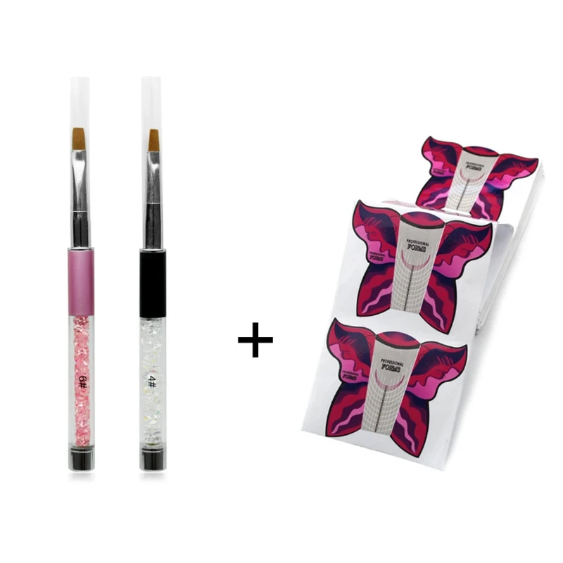 

KADS NEW Art Design 2pcs Painting Tool Pen Polish Brush Set Kit +1pc nail art forms Nail Art tools