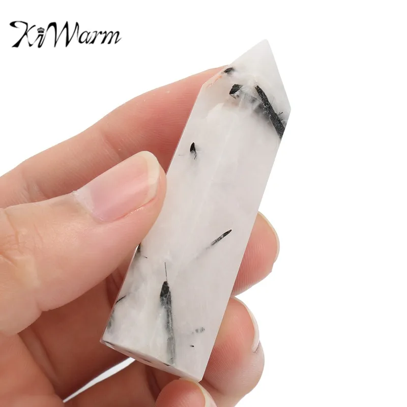 

KiWarm Natural Rainbow Moonstone Obelisk Point Crystal Quartz Stone Tower Wand Healing Gemstone DIY Crafts Home Decor Ornaments
