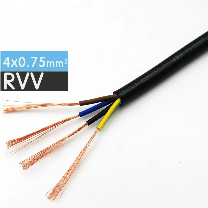 

1/10/50/100 Meters RVV-4*0.75mm Square Soft Sheathed Cable Control Power Line Monitor power cord Copper Electronic Wire Conducto