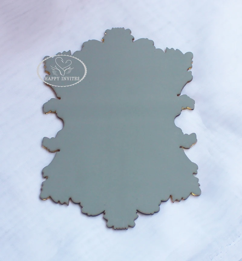HI4066 - 03 Customized Gold Mirorr Acrylic Wedding Card with Black Printing