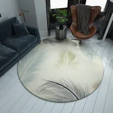 Ковер с рисунком пером современный в стиле минимализма нордический круглый гостиная спальня прикроватный столик подвесная корзина компьютерное кресло коврик для йоги