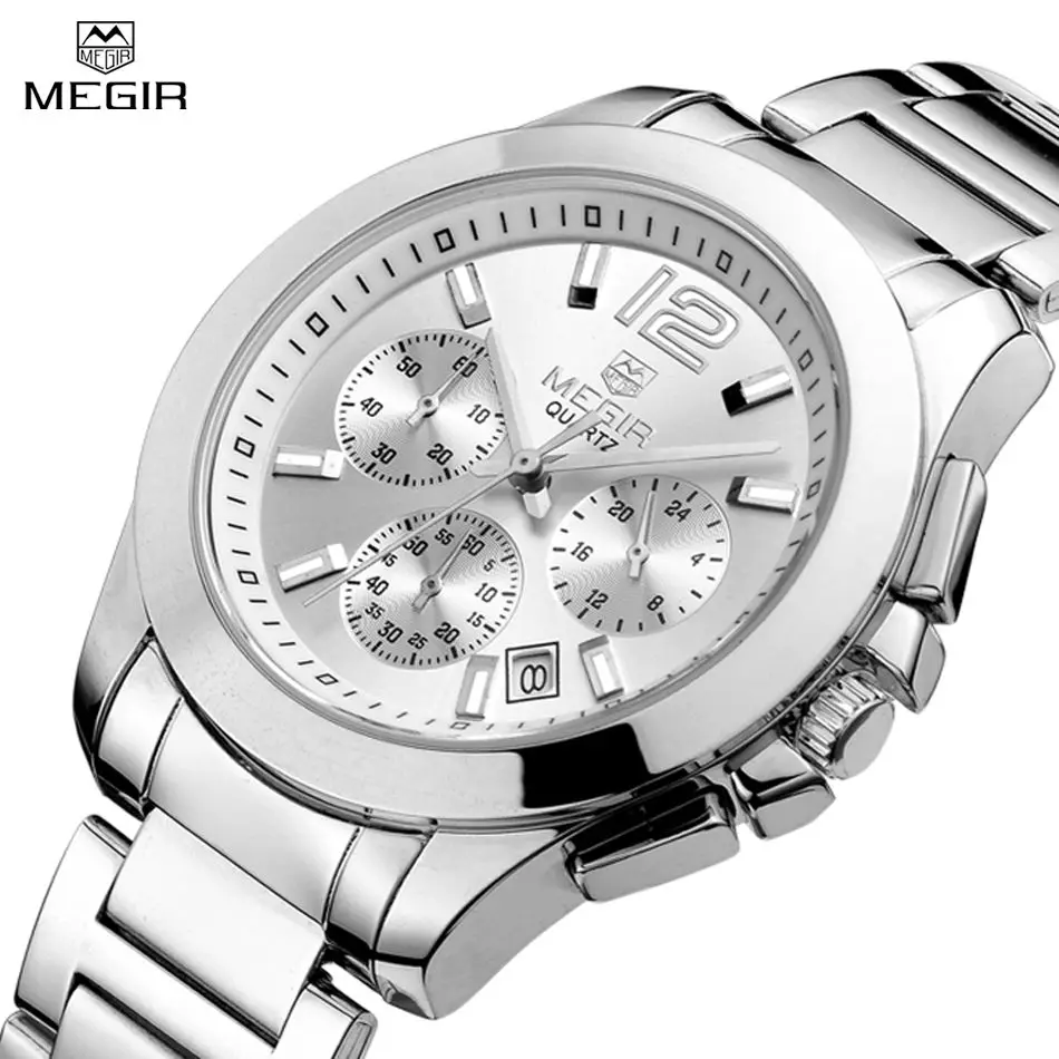 Prix pour MEGIR Femmes Casual Quartz Montre Chronographe et 24 Heures Fonction Gravé Cadran Montres Femmes Bijoux relogios feminino Prix pour MEGIR Femmes Casual Quartz Montre Chronographe et 24 Heures Fonction Gravé Cadran Montres Femmes Bijoux relogios feminino