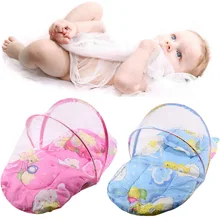 Pink Blue 2016 New Baby Infant Bed Canopy Mosquito Net Cotton padded Mattress Net With Pillow