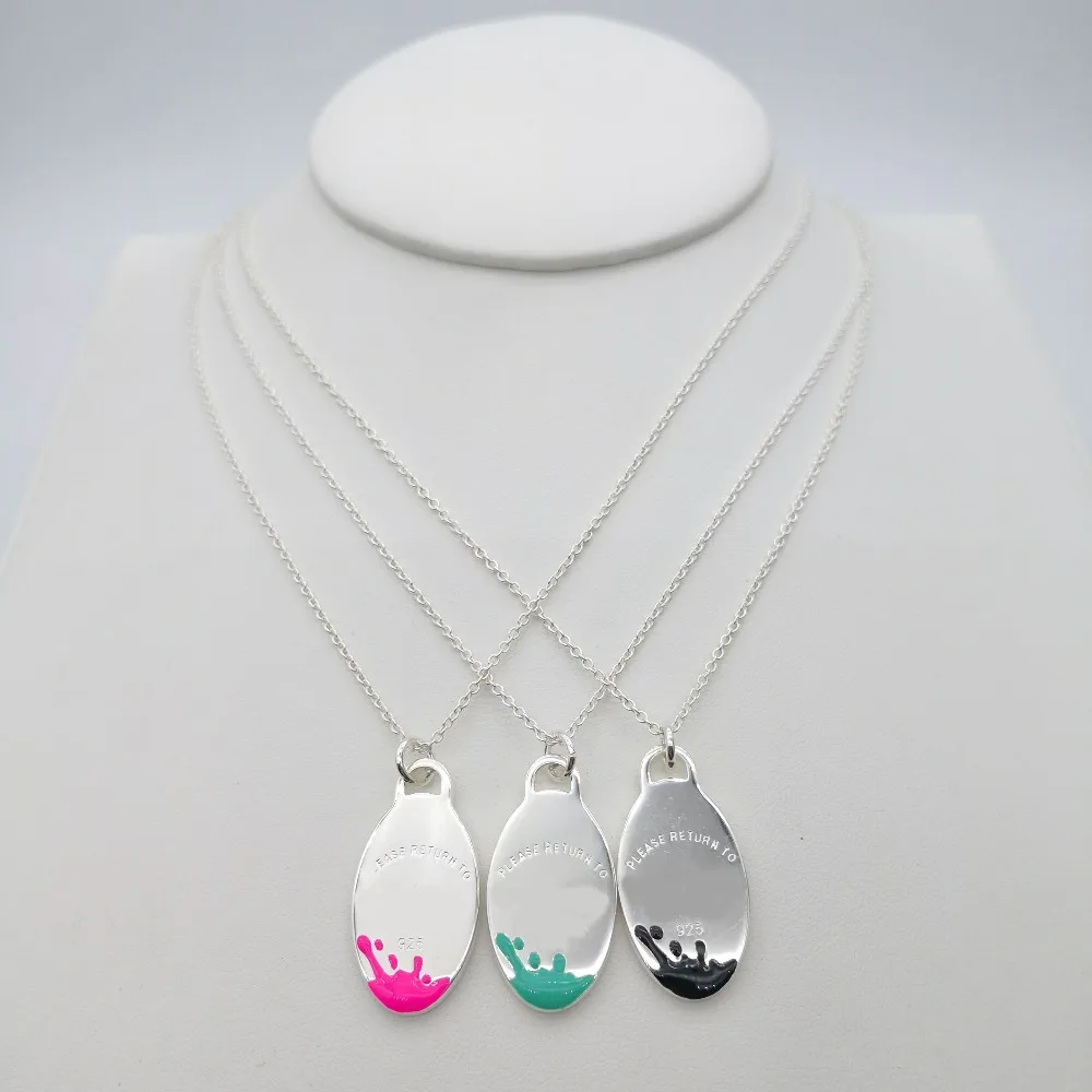 

1:1TIFF925 sterling silver fashion popular classic color heart-shaped enamel ladies necklace Nordic charm holiday gift