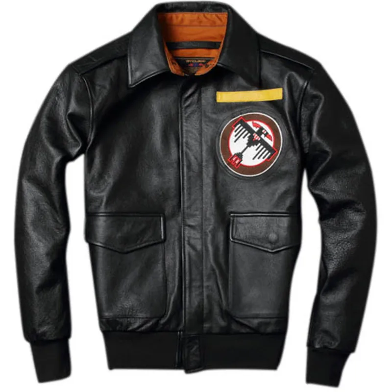 

HARLEY DAMSON Black Men American Pilot Leather Jacket Plus Size XXXXL Genuine Cowhide Autumn Militay Aviator Leather Coat