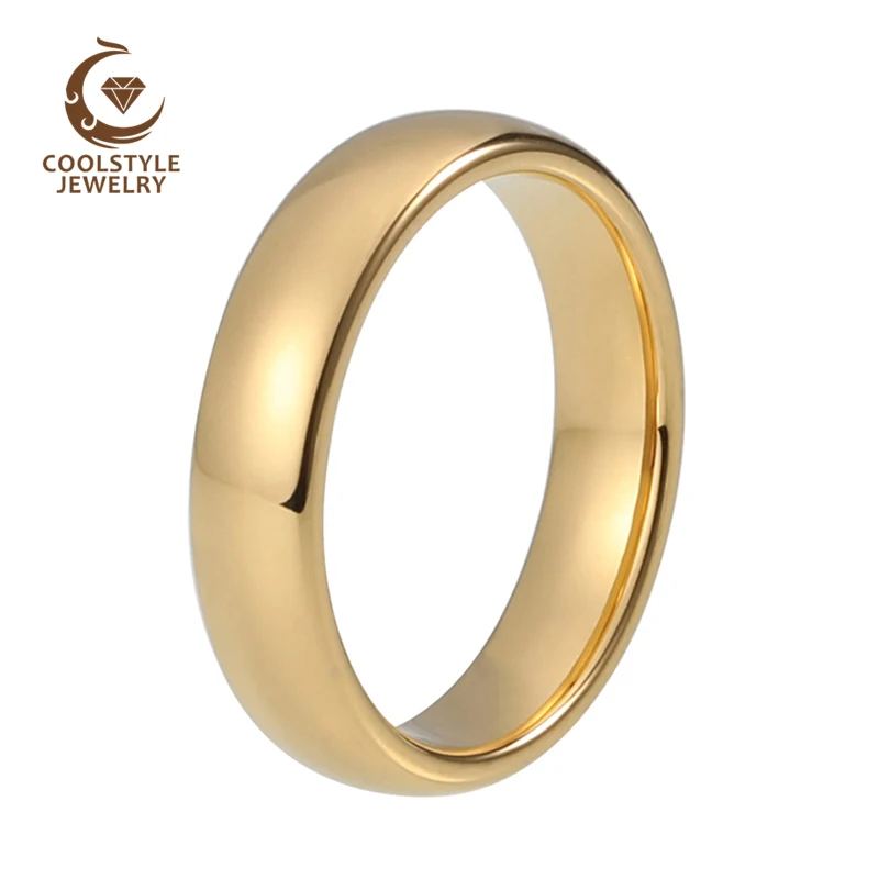 

5MM Gold Wedding Band Tungsten Engagement Ring For Men Women Domed Polished Comfort Fit