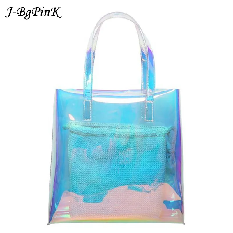 

Transparent bag Women's Handbags Single Shoulder Transparent PVC Laser Wallet Totes Composite Bags Purse travel beach bag