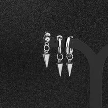 Корейские мужские модные серьги в стиле панк из нержавеющей стали, серьги-клипсы в форме конуса, Панк хипстер, рок, круглые серьги-гвоздики унисекс, подарок