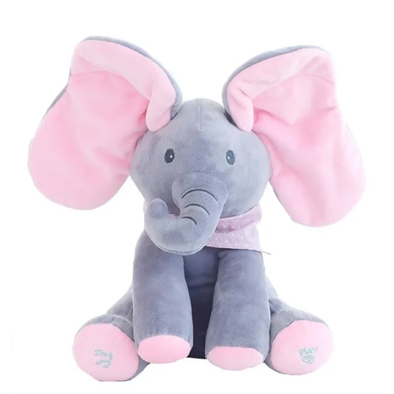 

New Style Peek A Boo Elephant Stuffed Animals Plush Elephant Doll Play Music Elephant Educational Anti-stress Toy For Children