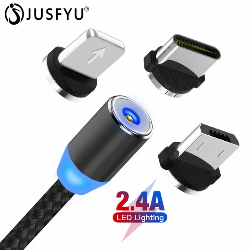 

1M LED Lighting Magnetic Charge Cable for iPhone Xs Max XR X 8 7 6 Plus Micro USB Cable & USB Type C Cable Magnet Charging USB C