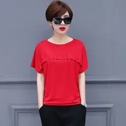 2019 г. летние женские О-образным вырезом сплошной цвет женские футболки дикого хлопка с короткими рукавами футболка e26
