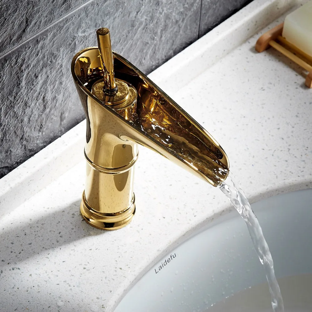 

Free ship Modern Single Hole Bathroom Sink Faucet in gold Finish Basin Mixer Tap